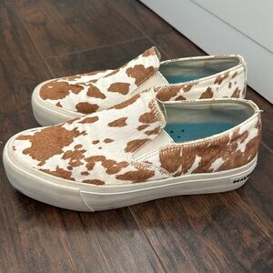 Seavees Cow Print Platform Slip Ons